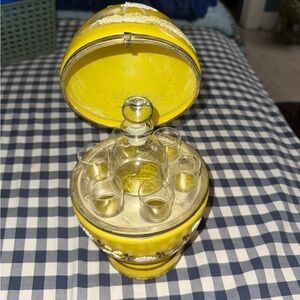 Yellow Decorative Egg with Glass Set